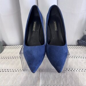Navy Pointed Toe Suede Pumps